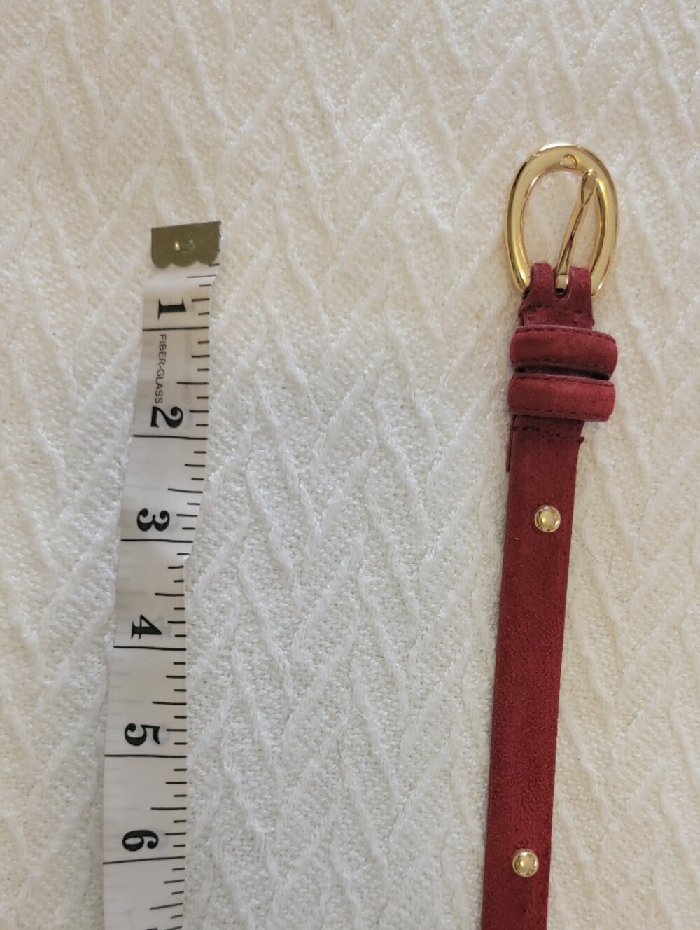 Vintage LIZ CLAIBORNE slim Red Suede Belt with Gold Buckle